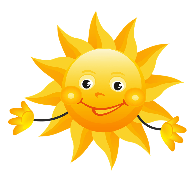 Цветные картинки веселого солнца с лучиками для детей