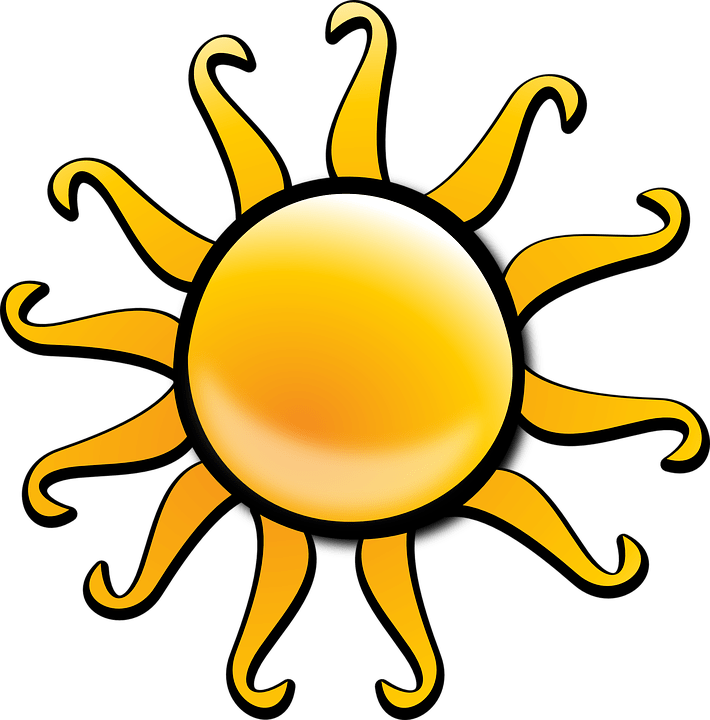 Цветные картинки веселого солнца с лучиками для детей