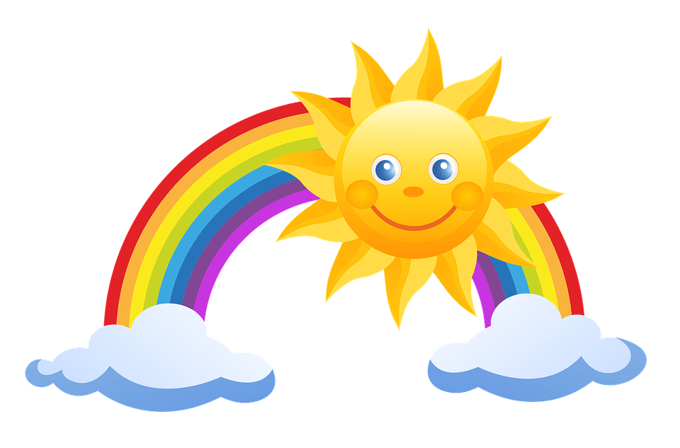 Цветные картинки веселого солнца с лучиками для детей