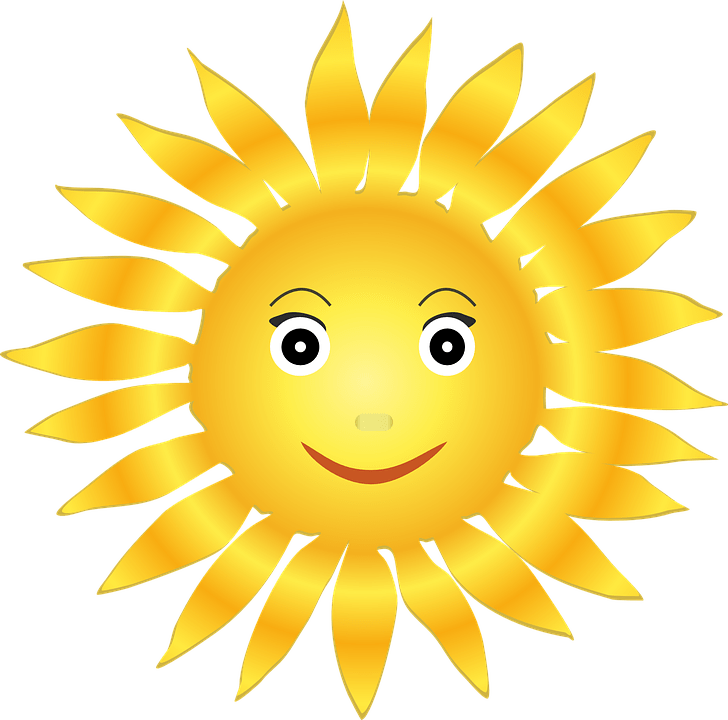 Цветные картинки веселого солнца с лучиками для детей